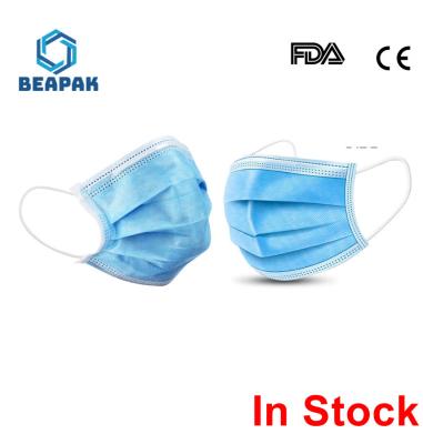 Facial Protective  3 Ply Face Mask Anti Virus Disposable with Elastic Ear Loop