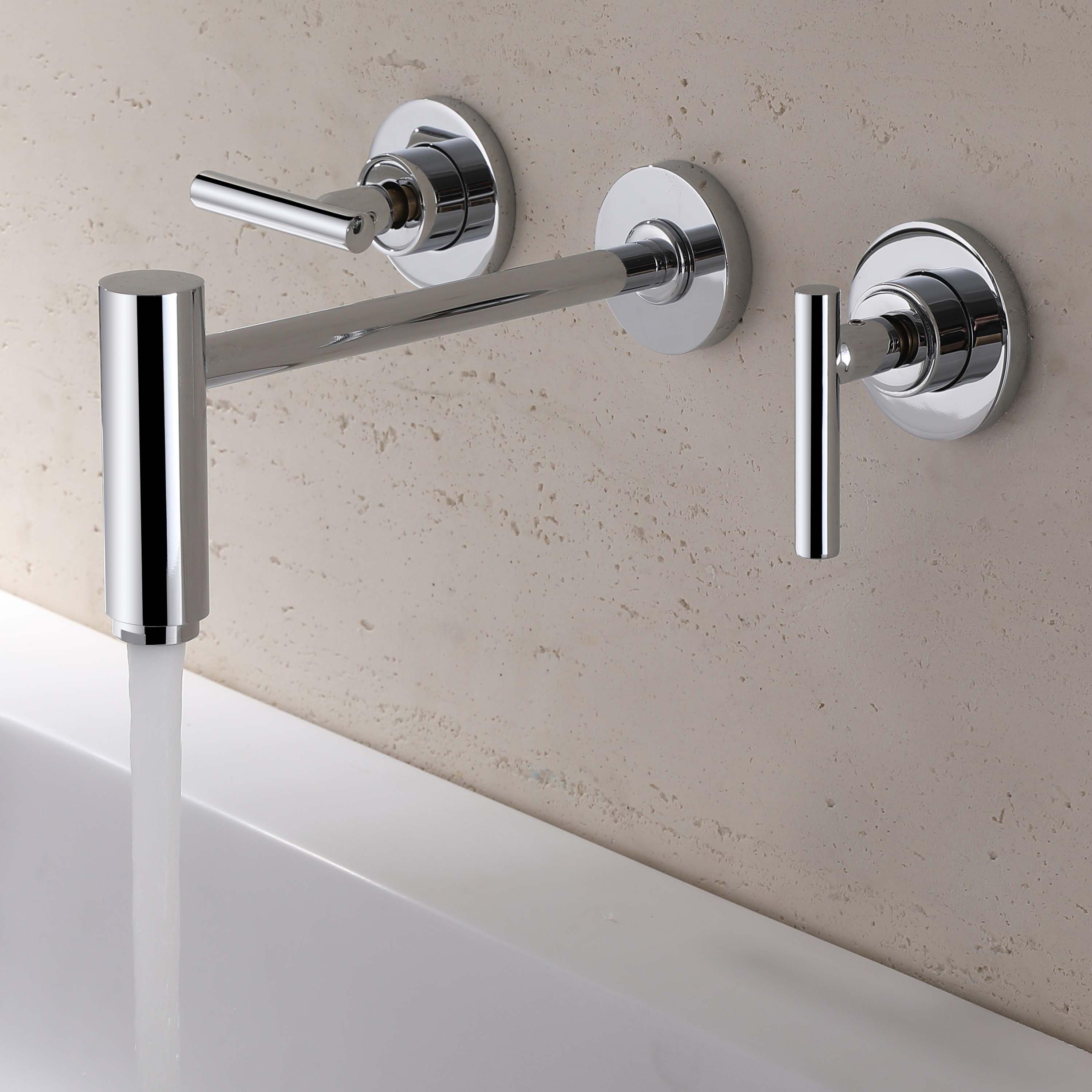 Straight T Bar Concealed Bathroom Lavatory Faucet 3 Hole Gunmetal Grey Brushed Gold