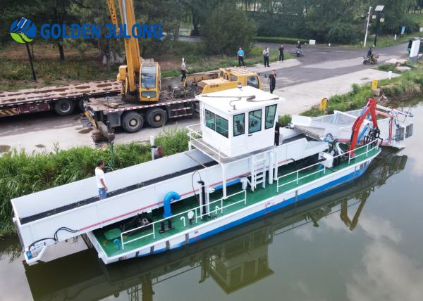 JULONG Customized River Cleaning Trash Skimmer Boat Price For Garbage Collection