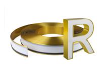 3d assina o anúncio da letra de canal de Channelume do alumínio do ouro da escova