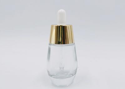 1oz 30ml Clear Dropper Bottles , Glass Lotion Bottles Golden / Silver Cap