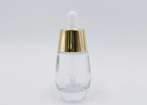1oz 30ml Clear Dropper Bottles , Glass Lotion Bottles Golden / Silver Cap