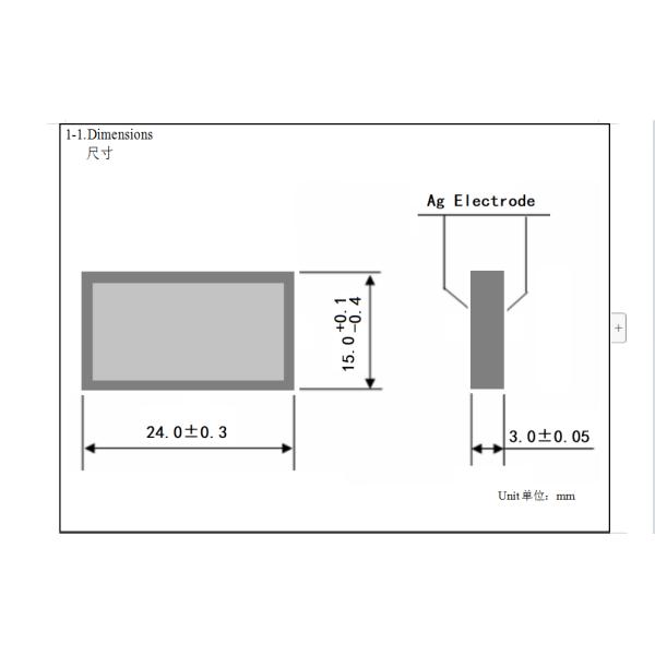 24*15*3mm PTC Thermistor For Energy Vehicle Heating 30K-90KΩ Silver Electrode Heating Plate