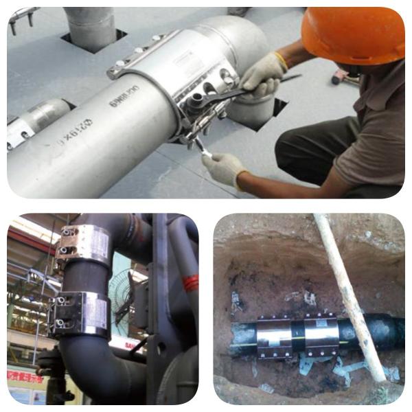 Aplicação de um dispositivo de fixação de tubos de aço inoxidável