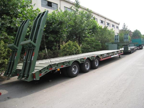 100 Tons Capacity Container Flat Semi Trailer Deck Gooseneck Low Bed Truck Trailer