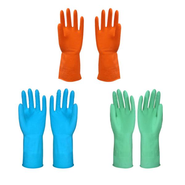 Gants de nettoyage de latex des gants 300mm de ménage de Tableau de Flocklined