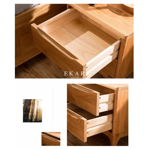 European Style Bedroom Furniture Imported Oak Night Stand Bedside Table Wood