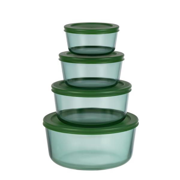 IKOO Modern and Stylish Teal Color Glass Container Made of High Borosilicate Glass Oven Safe and Microwave Safe