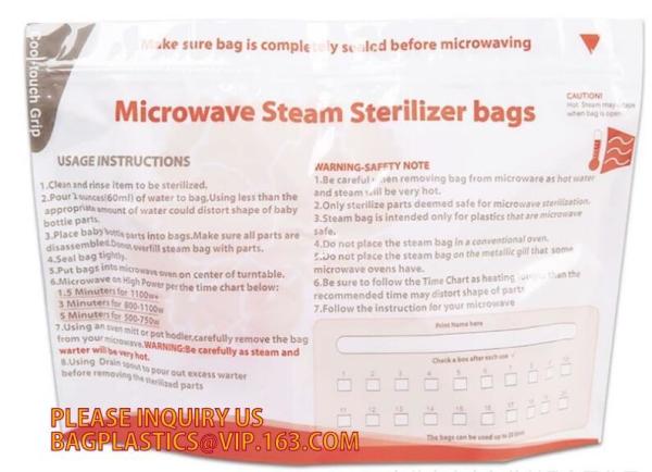 Mircowave steam sterilizer bag, steriliser bag,LDPE soft milk white plastic bag for dry laundry, plastic laundry bag, 10