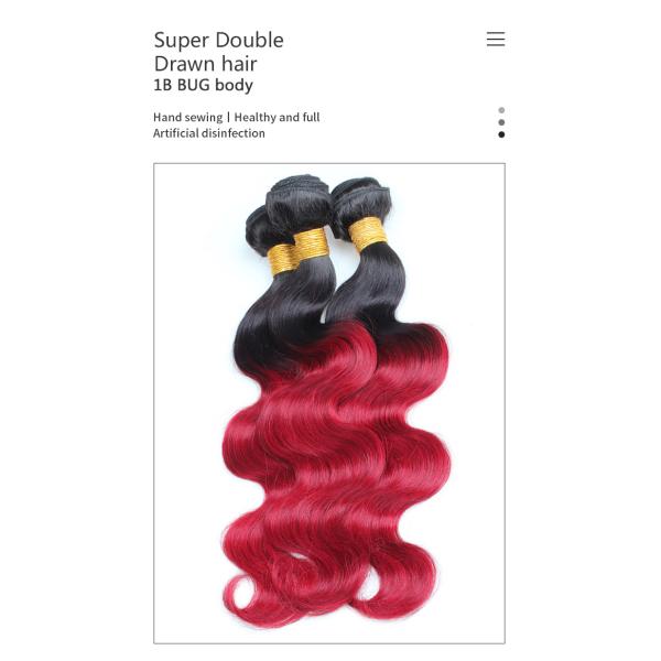 100g 1b Bug Body Red Ombre Hair Bundles Unprocessed Virgin Hair Bundles