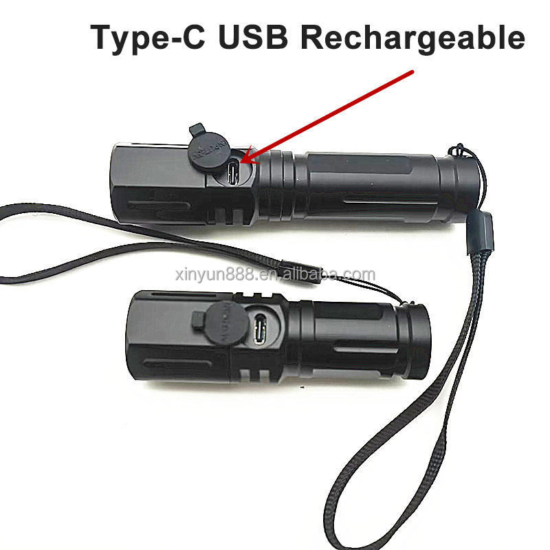 New Model High-Intensity LED White Laser Zoom Rechargeable Outdoor Emergency Light Mini Flashlight