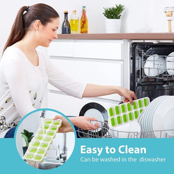 14-Ice Cube Trays TPE PP Material with Easy-Release and Spill-Resistant Removable Lid