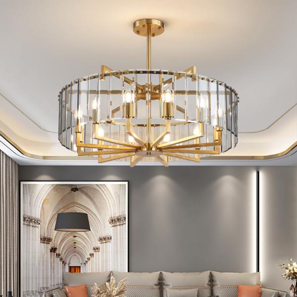 Modern home living room decoration round glass lighting candle Chandelier(WH-CY-243)