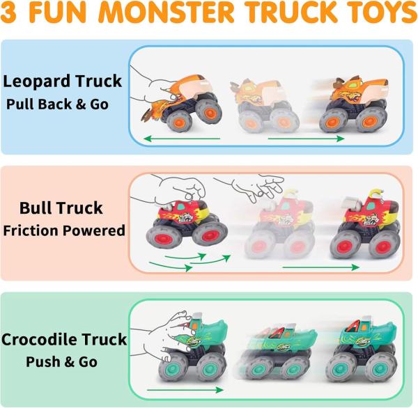 Sem bateria 3 carros de brinquedos movidos por fricção para garotos de 12 ou 3 anos