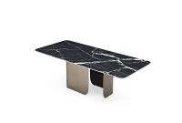 Rectangular Restaurante Mesa de jantar de metal de mármore e cadeira para restaurante