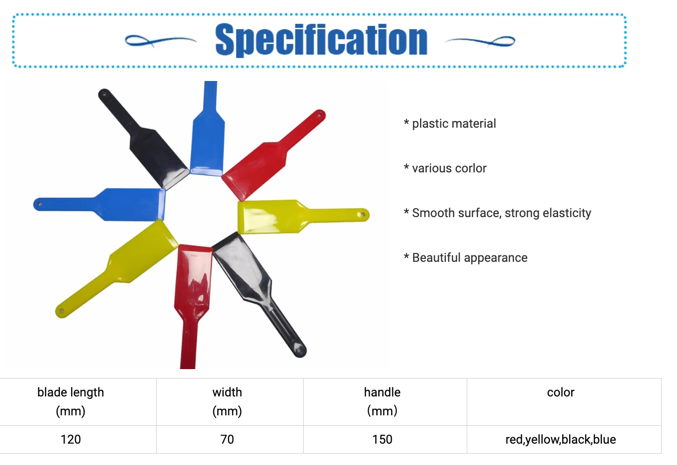 4 Color Plastic Ink Knives Set For Offset & Screen Printing Machines