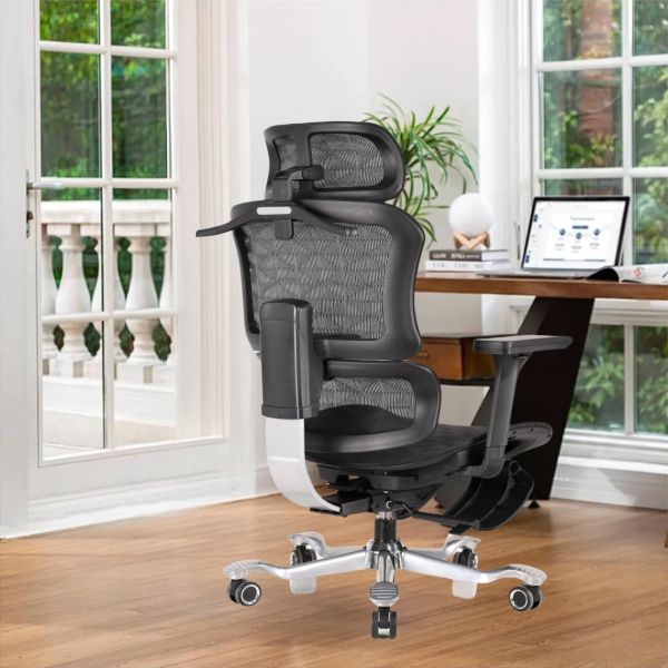 Ergonomic Computer Footrest Office Chair Swivel Mesh with Lift Back 4D Armrest