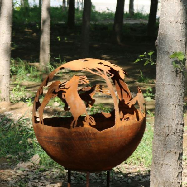 Round 600mm Corten Fire Bowl Backyard Portable