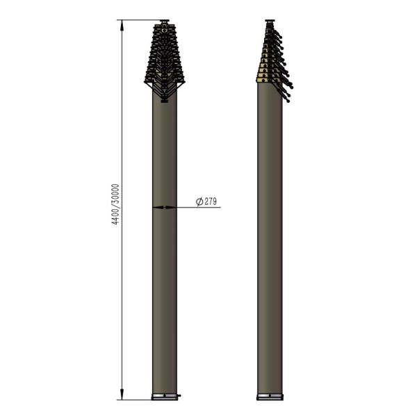 30m Lockable Pneumatic Telescopic Mast-15kg payload for mobile antenna/mobile radio broadcasting