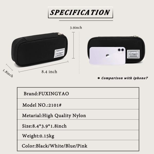 FUXINGYAO PENCIL CASE, MULTI- SLOT PENCIL POUCH, PORTABLE PENCIL BAG, PEN CASE FOR& OFFICE(BLACK)