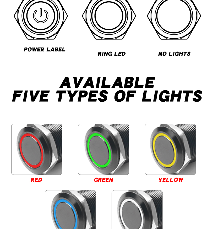12mm  Ultra Short Oxidized Black Metal Push Button Switch  3-6V 12-24V LED Light Momentary Reset Waterproof