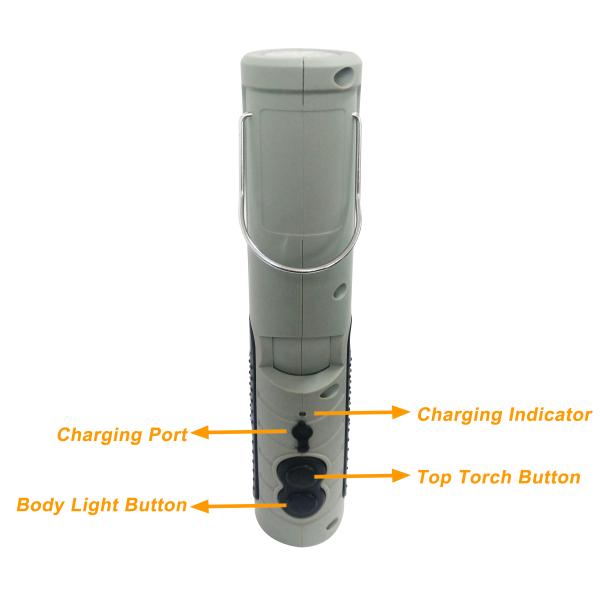 Non-Slip Handheld LED Work Light 2- In -1 Rotatable Head Magnetic Bottom