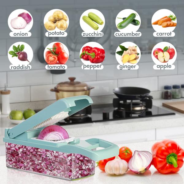 Custom Logo Stainless Steel 8 Blades Potato Onion Food Chopper Mandoline Vegetable Slicer