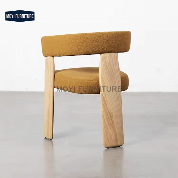 Moyi Ash Solid Wood Low-back Arm Dining Chair