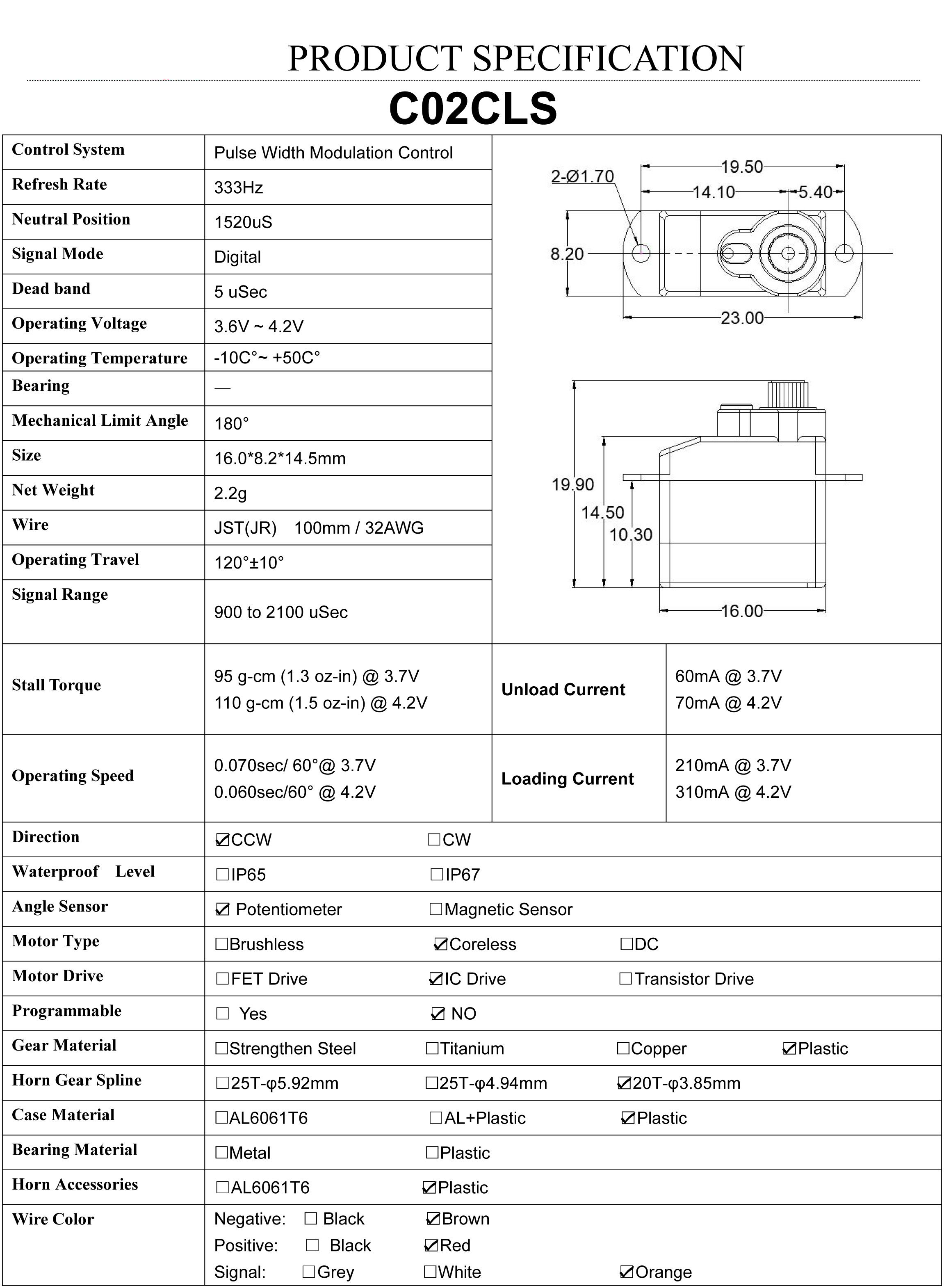 New AGFRC Factory Price 2.2g 120 Degree Plastic Gear 0.11KG 4.2V Durable Coreless Digital Mini RC Aircraft Robot Servo