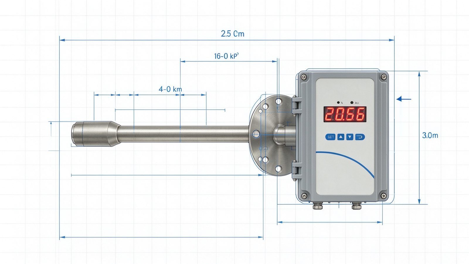 Zirconia Flue Gas Oxygen Analyzer Detector High Precision 1%F.S Fast Response O2 0.4-1.5m