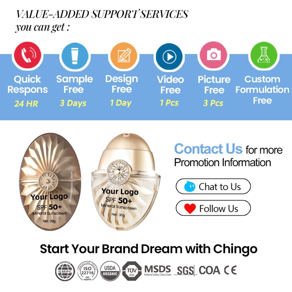 OEM ODM Sunscreen Spf 50 Wholesale customized UV resistant face body refreshing moisturizing sunscreen&lotion