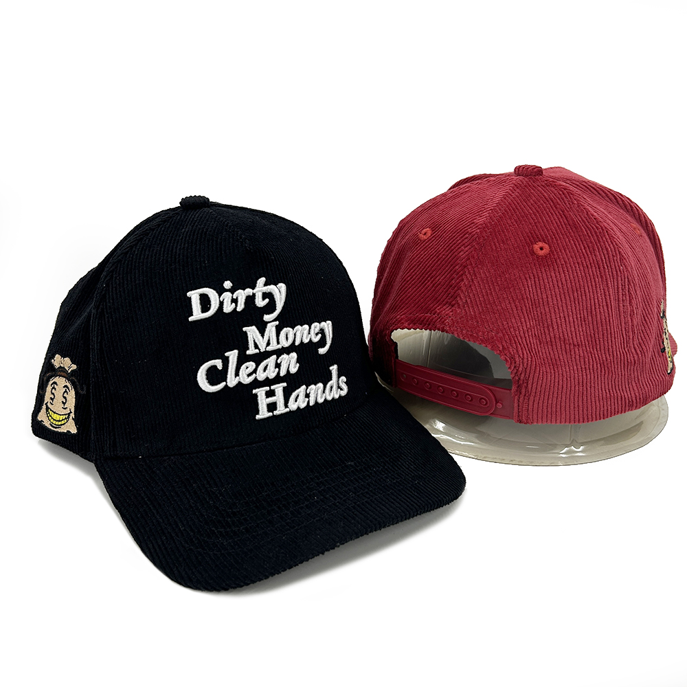 Custom Baseball Caps 3D Puff Embroidery Logo Sport 5 Panel Corduroy Design