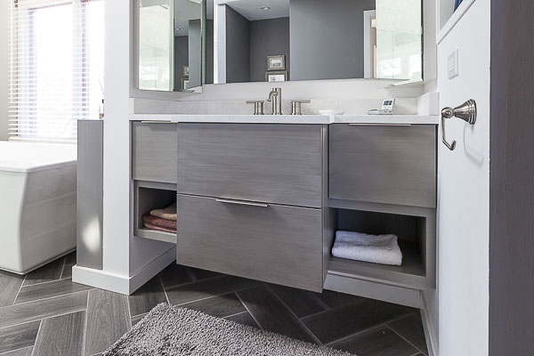 Wall Mounted Bathroom Vanity Combo with Double Sinks and LED Light Mirror
