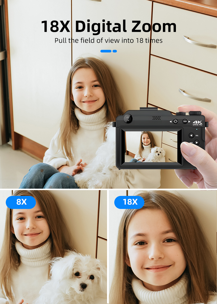 4K Vlog Photo Digital Camera Camcorder 56MP 3'' IPS Screen WiFi Digital Camera Recorder for YouTube Vlogging