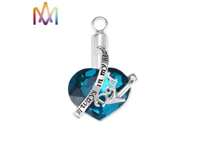Nenhum manchar o coração azul Diamond Cremation Engraved Necklace Charms