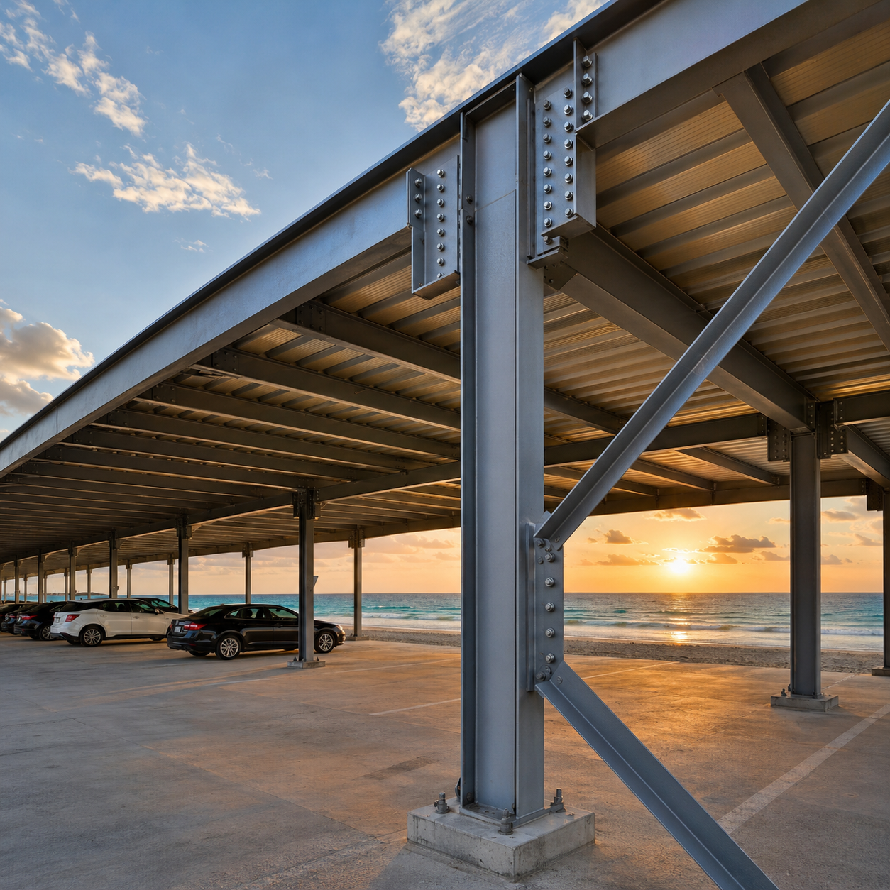 Anti Rust Powder Coated Steel Parking Structures For Coastal Areas