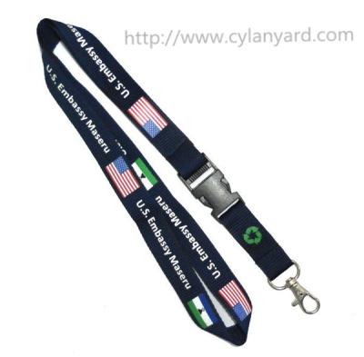 American national flag printed lanyard with ABS detachable buckle and metal clasp hook,