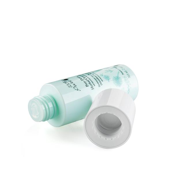 100 ml de garrafa cosmética para animais de estimação em plástico verde com tampa de parafuso branco