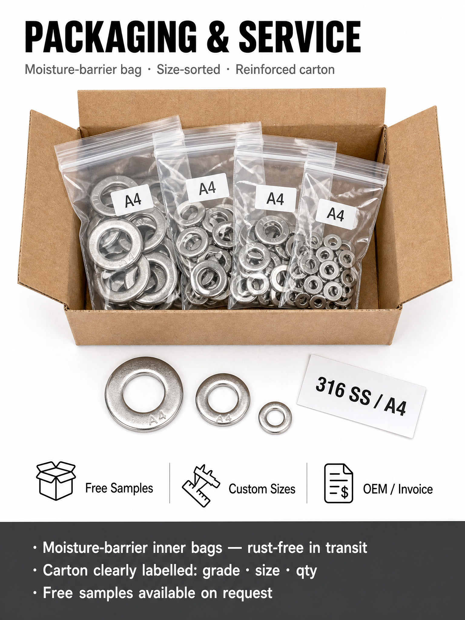 Factory 316 Flat Washer Seawater Salt Spray Rust Resistant Washer Thickening Increase Stainless Steel Flat Washer Non-calibration