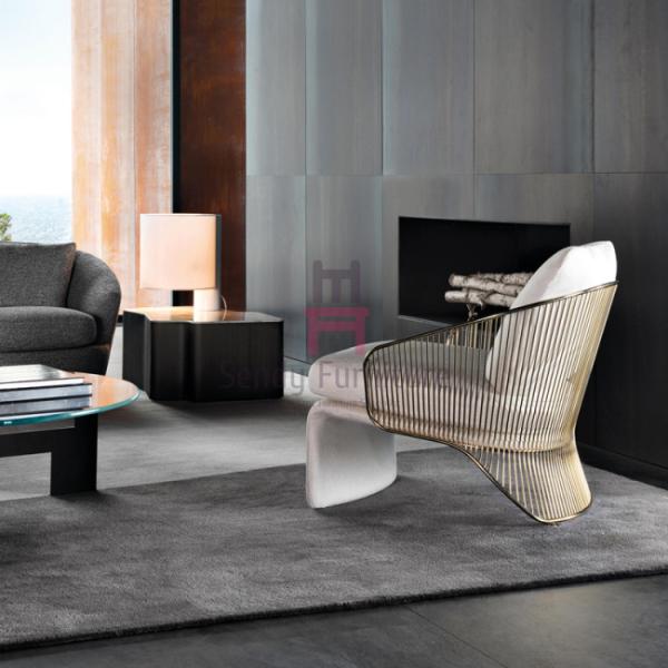 Gold / Chrom Color Furniture Sofa Chair Stainless Steel Chaise Longues For Hotel