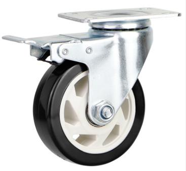 5 Inch Locking Caster Wheels Polyurethane Wheels Zinc Plated