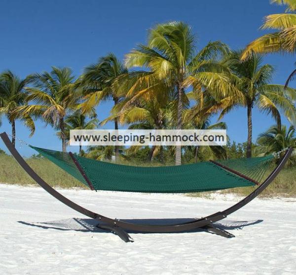 Extra Large Bow Green Caribbean Style Hammock Outdoor Portable , Heavy Duty Rope Hammock