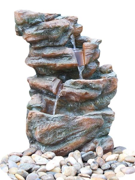 Customized Size Outdoor Stone Fountains , Rock Garden Fountain In Grey Color