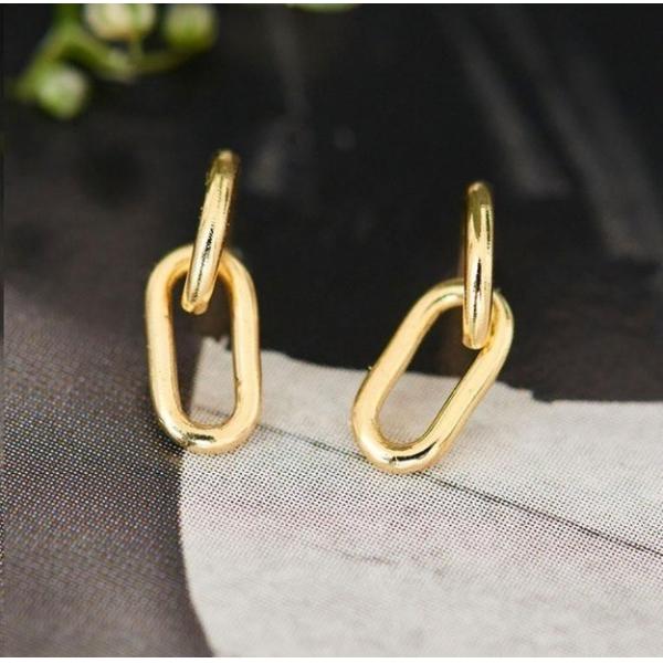 Свадебное событие Простая серебряная кабельная ссылка Студ серьга 30 мм высота элегантный дизайн