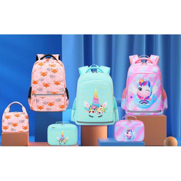 Unicorn Girls School Backpack Large Capacity Three Piece Set with Waterproof Inner Bag