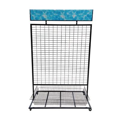 Retalho Multi-funcional Mesh Wire Hanging Display Rack do supermercado com quadros de avisos do PVC