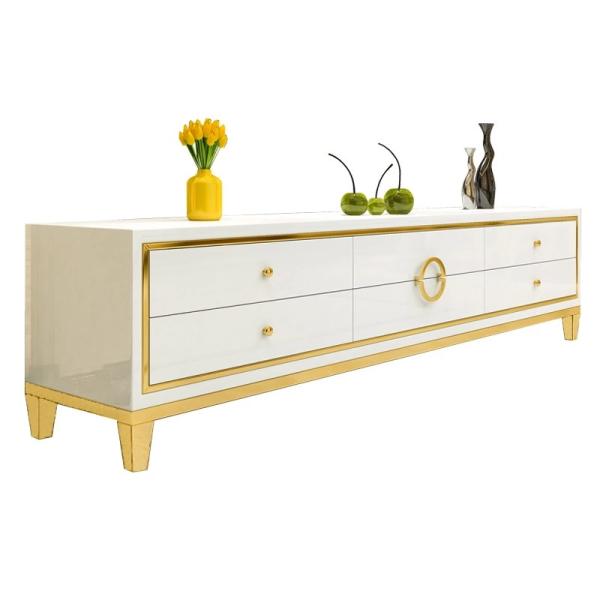 Stainless Steel TV Stand And Coffee Table Set Luxury Living Room Furniture