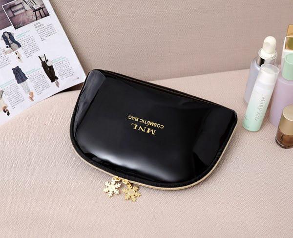 SGS Custom Cosmetic Bags For Ladies , Black Soft PU Leather Makeup Organizer Bag