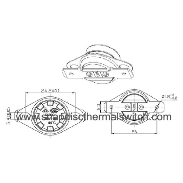 KSD301 Bimetal Thermal Switch with Plastic/Bakelite Body - 0-250°C, ±3.0-10.0°C