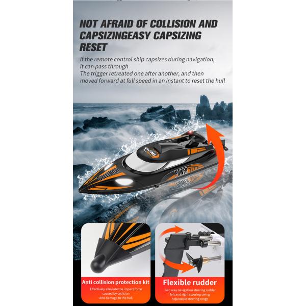 2 CHANNELS Control Electric Boat with 35km/H High Speed and Night Navigation Lights